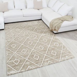 TUANA - Beige diamond pattern rug