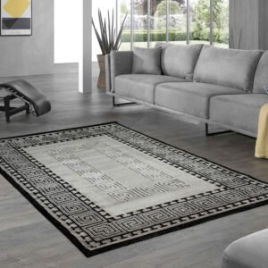 TUANA - Short pile black grey rug