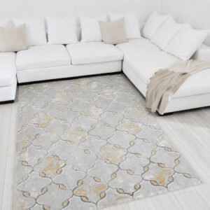 LIPARIS - Short-pile gold grey rug