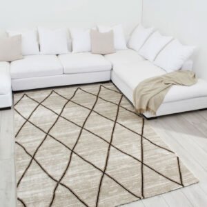 TUANA - Beige and brown diamond pattern rug