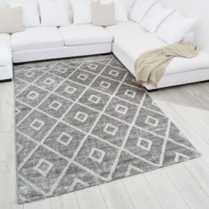 TUANA - Grey diamond pattern rug